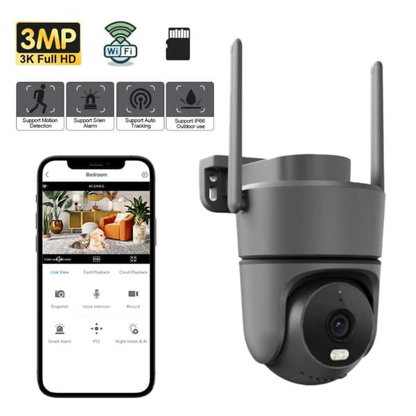 ICSEE App 3MP Smart WiFi Panorering Tilt Säkerhetskamera med Molnlagring och Människspårning 64 64