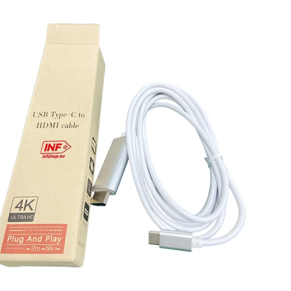 USB-C til HDMI-kabel 4K (2 meter) White White