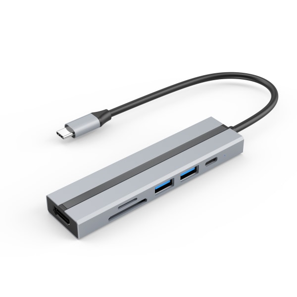INF 6-in-1 USB C -keskitin 4K HDMI -sovittimella, USB 3.0/2.0 -portit, SD/TF-kortinlukija