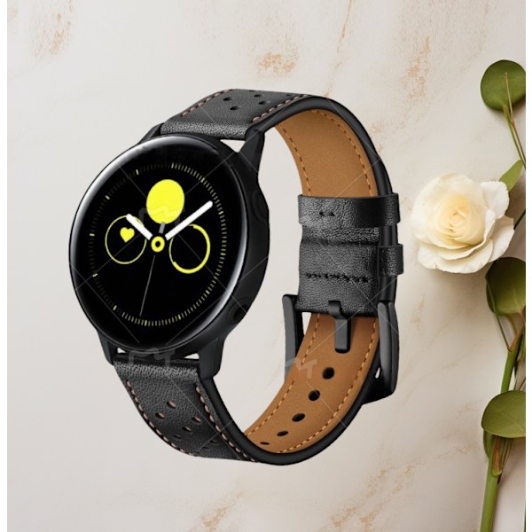 Læderrem til Samsung Galaxy Watch Active Sort