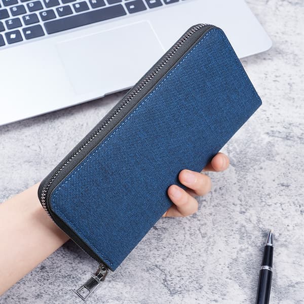 Stilfuld Blå Herre Lang Lynlåspung Clutch Taske
