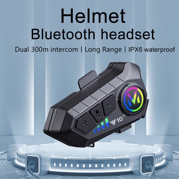 Intercom hjelm Bluetooth headset kompatibelt med Y10-2X sort med ABS plast og avanceret dual-core chip Hard Mic