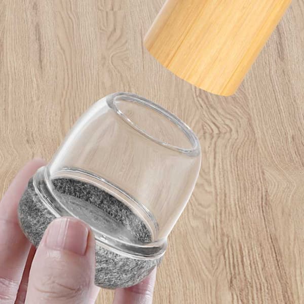 Pyöreät Läpinäkyvät Tuolinjalan Suojukset - 25mm, Harmaa Pohja - 8 kpl