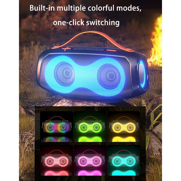 Vandtæt Bluetooth-højttaler med RGB-lys - Sort