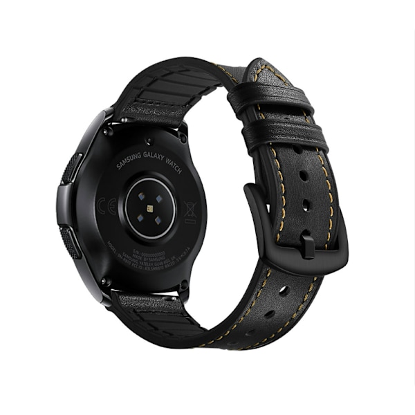 Silikone- og læderrem til Galaxy Watch 3/5 Sort 22 mm