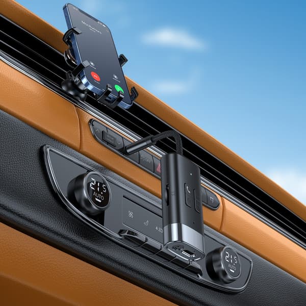 Bluetooth Audio Adapter G76 — Bluetooth 5.4 trådløs 3.5mm AUX-adapter, 10m rækkevidde, dual-channel stereo, USB genopladelig, sort, til bil og hjemme
