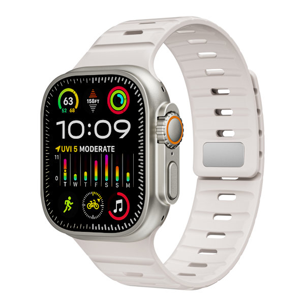 Magnetiskt silikonarmband för Apple Watch - Svart/Orange (38/40/41mm) Vit