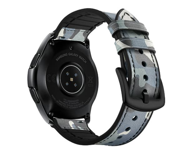 Silikone- og læderrem til Galaxy Watch 3/5 Blue 20 mm Blue 20 mm