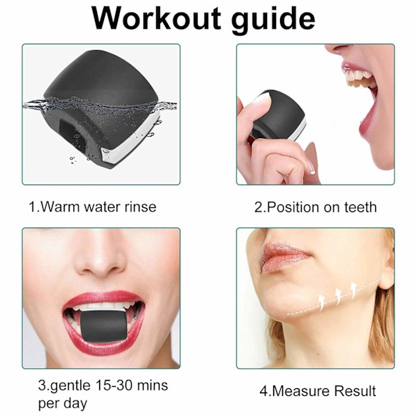 Jaw exerciser för käklinje-träning Svart