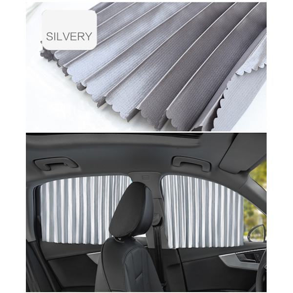 Solskyddande magnetisk bilgardinset Silver