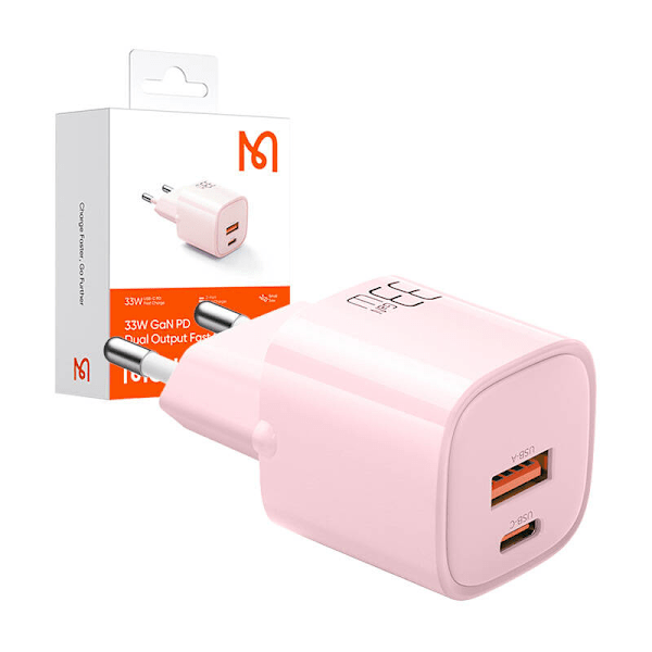 Laturi GaN 33W Mcdodo CH-0155 USB-C, USB-A (vaaleanpunainen)