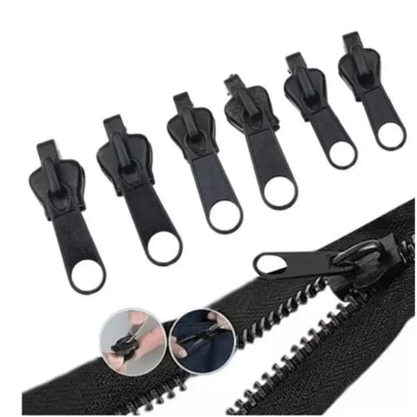 Universal blixtlås löpare för dragkedja 6-pack Black Black