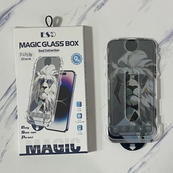 Pölytiivis asennuskehys karkaistu lasi iPhone 14 Pro Max -puhelimelle