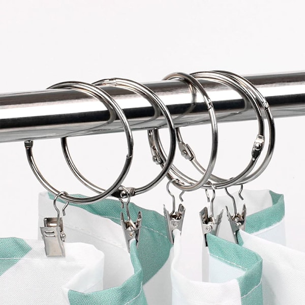 INF Öppningsbara gardinringar med klämmor gardinhängare 20-pack Silver 50 mm