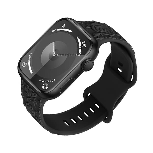 3D Rose silikone rem til Apple Watch Black 22 mm Black 22 mm