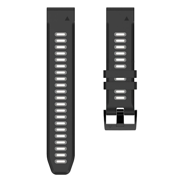 Silikonarmband, tvåfärgad design Svart+grå 22 mm