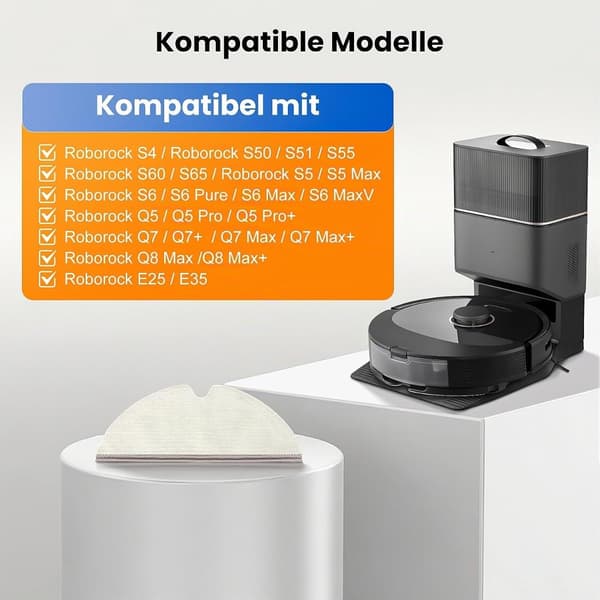 Mikrofiber moppeklude kompatibel med Roborock – genanvendelige vådmoppeklude til hjemmet, 10 stk grå, vaskbare lavprofil til S6 S5 Q7 Q8