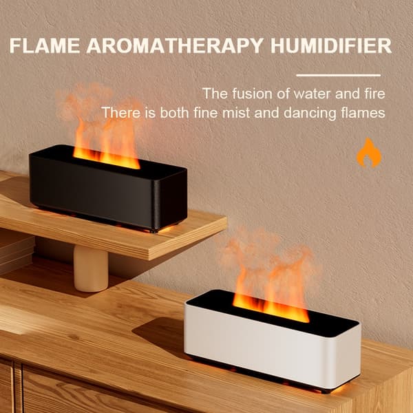Flamme Aroma Diffuser Luftfugter: Simuleret Vulkan med Æterisk Olie Kompatibilitet White White