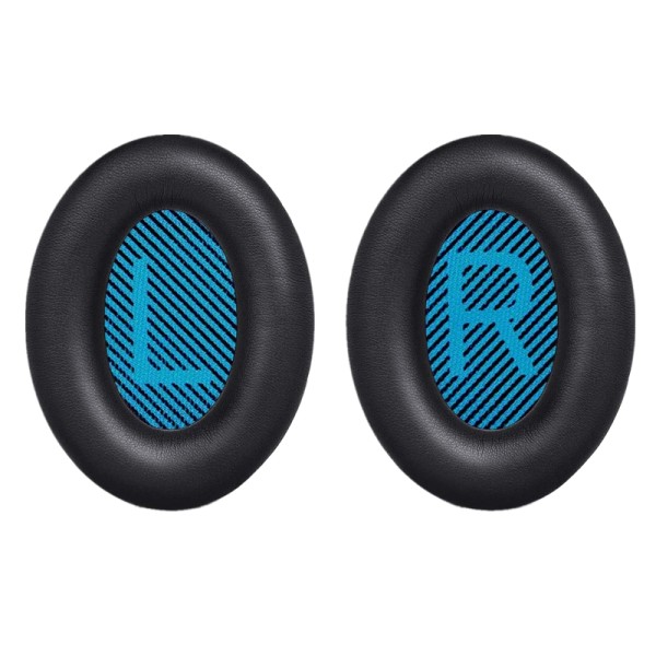 Højkvalitets ørepuder til Bose QC 35/25/15 hovedtelefoner 1 par Sort + blå