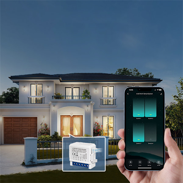 ZigBee Smart Switch Module - 2 Gang, Hvid, Mini Størrelse