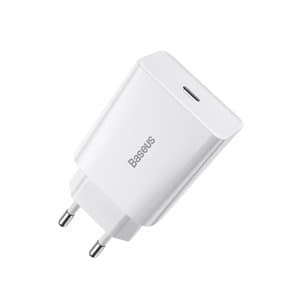 Baseus Speed Mini snabbladdare, USB-C, PD, 3A, 20W (vit)