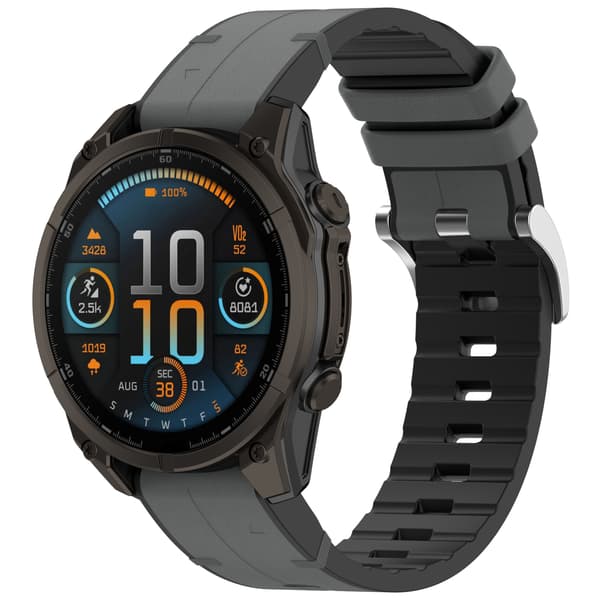 Grå 26mm silikone læderrem til Garmin Fenix-serien