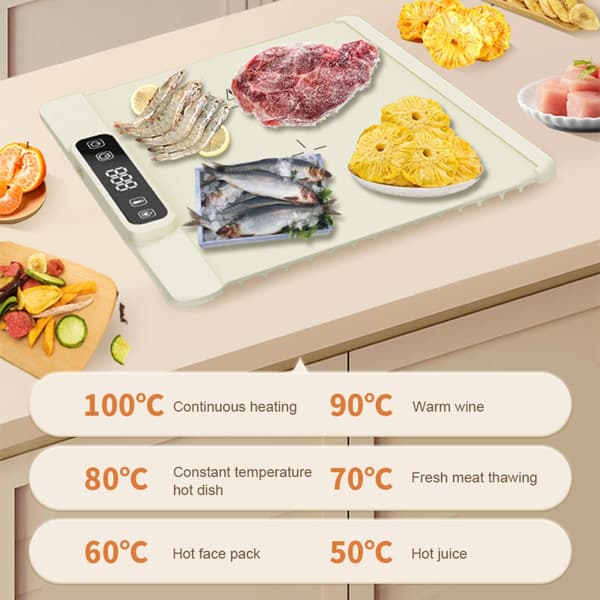 Foldbart madvarmeunderlag i grafen-silikone, 220 V, 5 varmeniveauer og timer på 1-4 timer White White