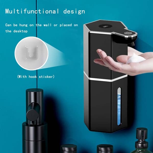 Automatisk sæbedispenser med skærm - Skumversion til køkken og badeværelse Black Black