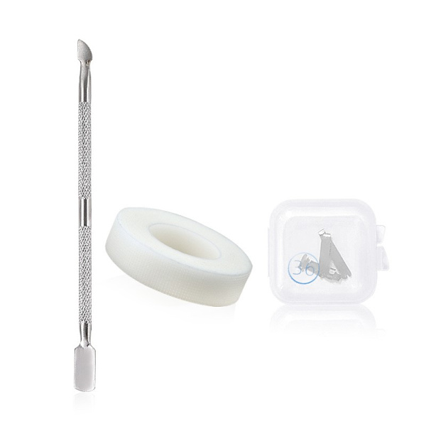 Groove Nail Correction Kit med Dead Skin Pusher Nail Corrector PE-tejp Silver M