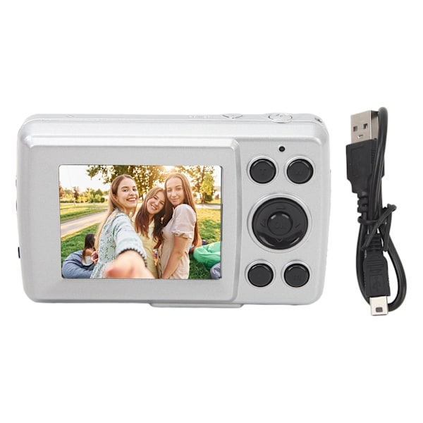 1080P, 16 MP kompakt digitalkamera med 2,4-tommer skærm - 32 GB Sølv