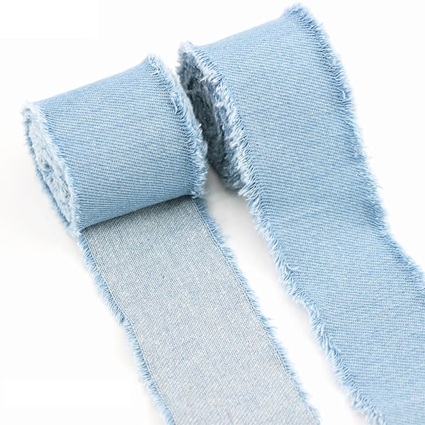 Denimfrans, Mellanblå tvätt, 3 cm bred, 1,5 meter