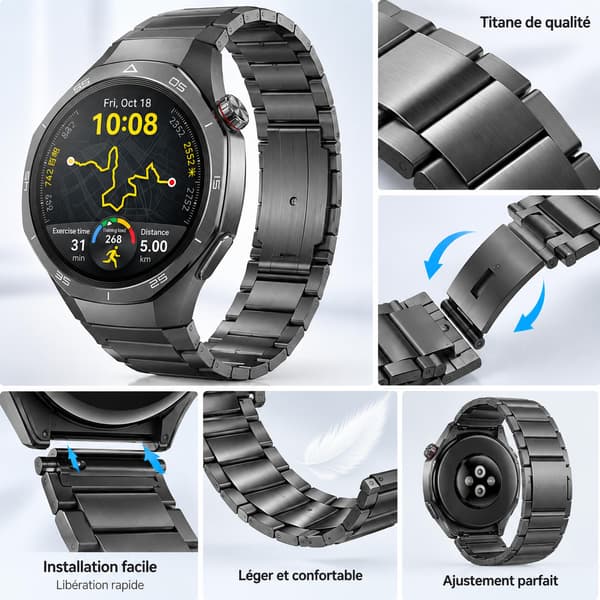 Titanium armbånd til Huawei Watch GT 5 Pro 46mm Grey Grey