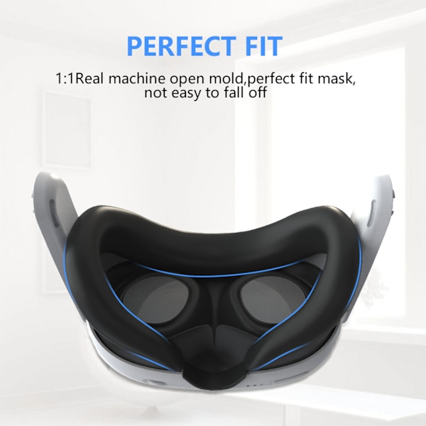 VR andningsbar ögonskyddsskyddsersättning för Meta Quest 3 Svart
