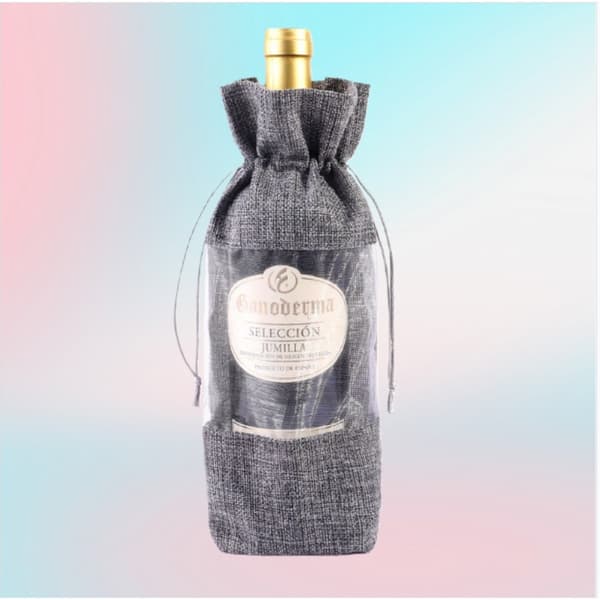 12-pack dragsko säckväv vinpåsar för 750ml flaskor, återanvändbara linne vinpresentpåsar Grey Grey