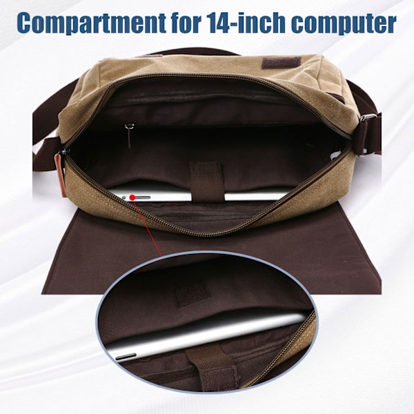 Messenger bag Crossbody väska i canvas och läder Mörkblå