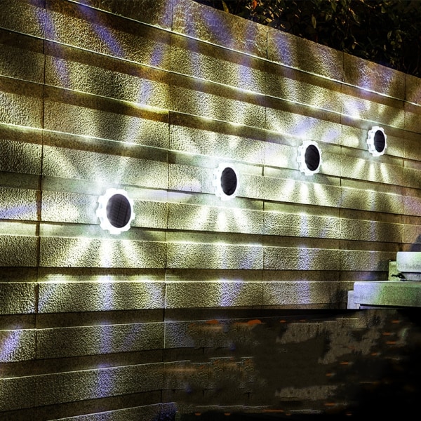 LED Solar Power Ground Lights Gulv pyntede Væghegn Trinsti Havel Lys farve: Hvid