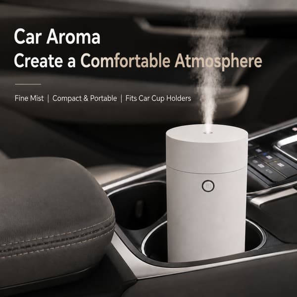 USB ultralyds aroma-diffuser 55ml til bil og skrivebord – bærbar cool-mist, lav støj, automatisk slukning, USB 5v 5w