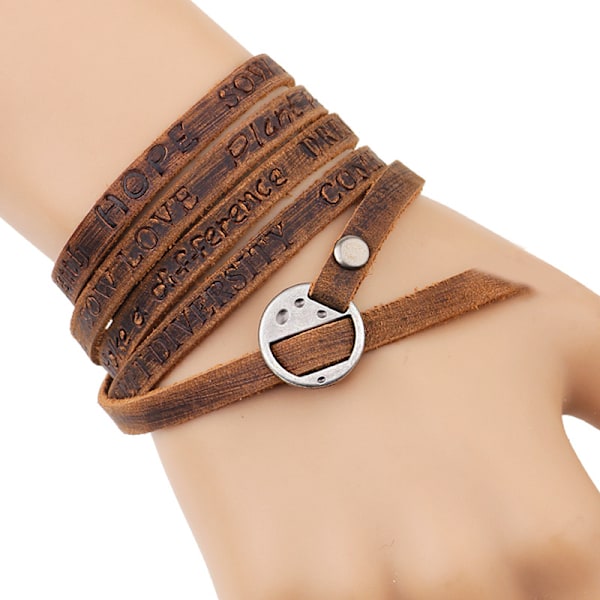 Armband i äkta läder med antik silverspänne