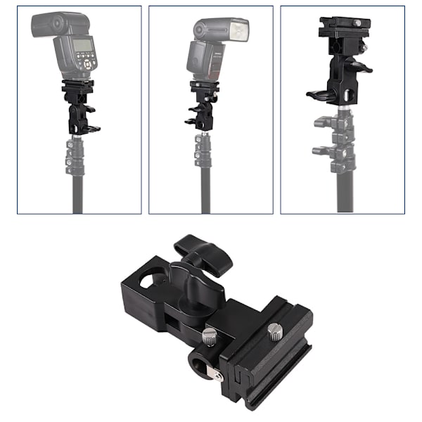 Kamera Flash Mount Drejeligt Light Stand Bracket med Paraply Reflector Holder