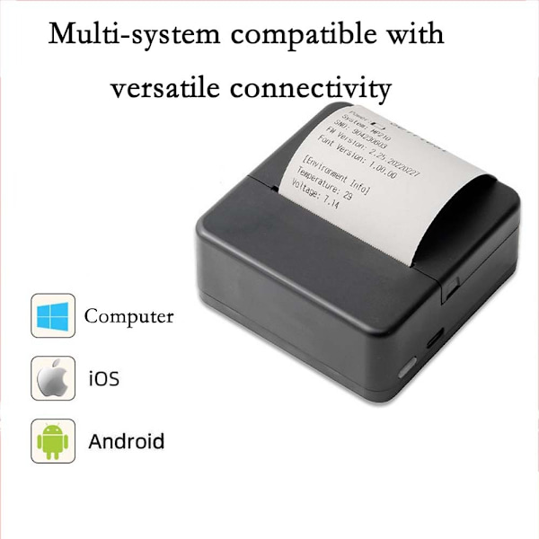 Mini 58mm USB+Bluetooth Termisk Printer - Bærbar Kvitteringsudskrivning til Android, iOS & Windows Black Black