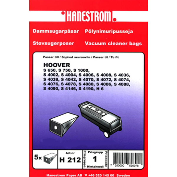 Dammsugarpåsar HOOVER S 4002, S 4004