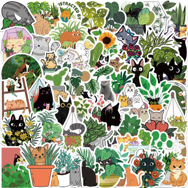 Klistermærker Katte og planter 50-pak