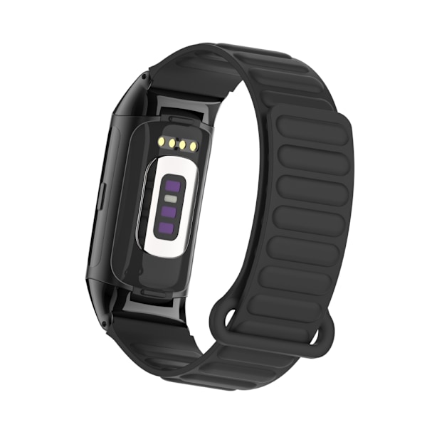 Stilfuldt magnetisk silikonearmbånd til Fitbit Charge 6 Sort