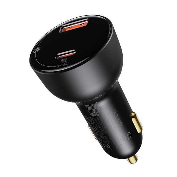 Billaddare Baseus Superme, USB, USB-C, 100W + USB-C-kabel (svart)