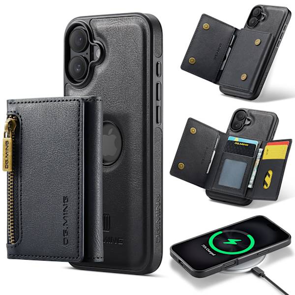 Magnetisk pung-cover til iPhone 16 Plus - Sort