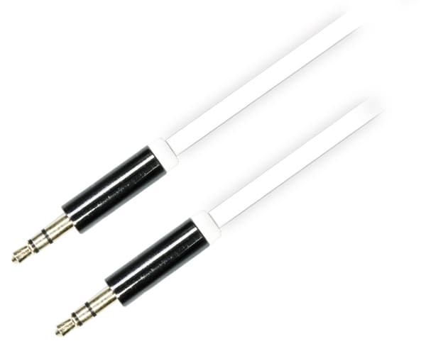 Lydkabel, 3,5 mm han til 3,5 mm han, 0,5 m, hvid