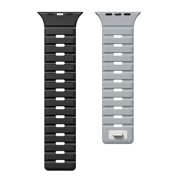 Magnetiskt silikonarmband för Apple Watch - Svart/Orange (38/40/41mm) Grå