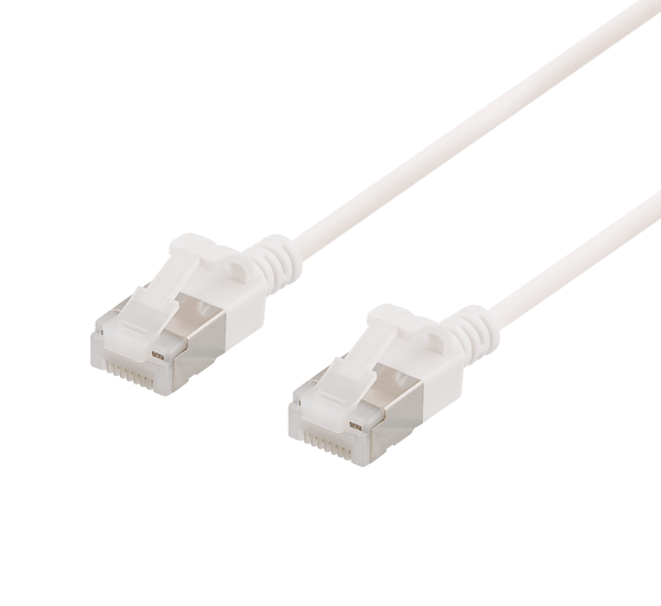 U/FTP Cat6a patch cable, slim 3.8mm in diameter, 1,5m, white