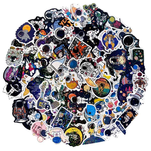 Laser Astronaut Stickers - 100 Unikke Designs