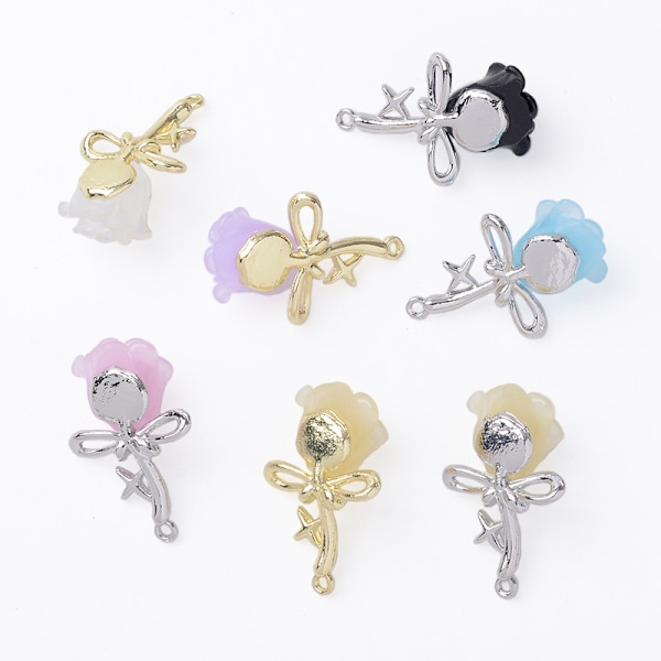 Rose Flower Charms Smykkefremstilling Charms DIY Smykker Sort